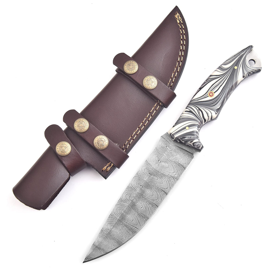 Handmade Damascus Steel Hunting Knife – 11" with Micarta Handle