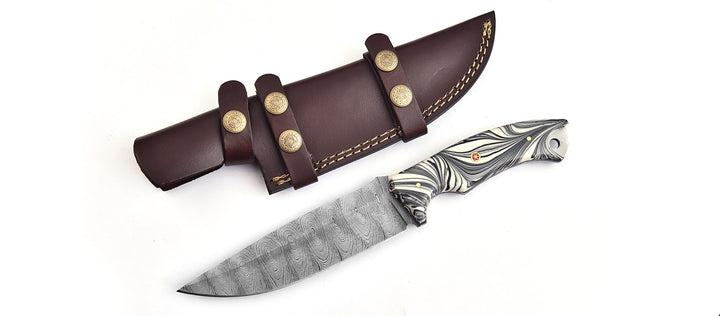 Handmade Damascus Steel Hunting Knife – 11" with Micarta Handle