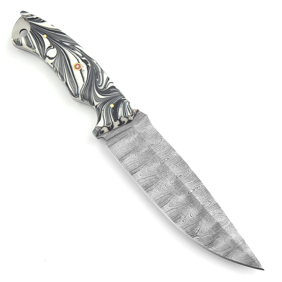 Handmade Damascus Steel Hunting Knife – 11" with Micarta Handle