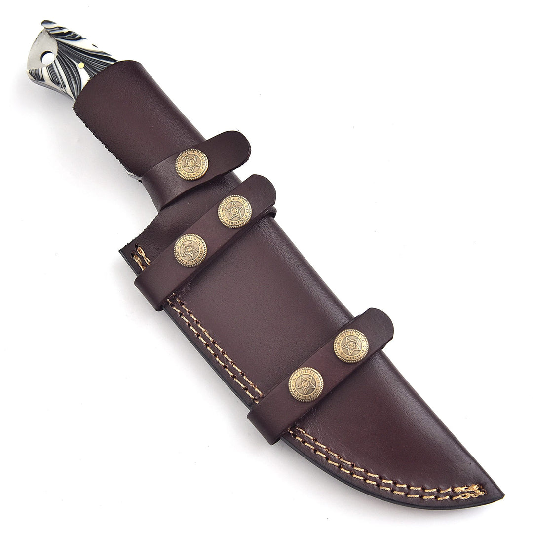 Handmade Damascus Steel Hunting Knife – 11" with Micarta Handle